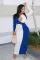 Color blocking thread hollow sexy long dress