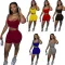 Fashion pineapple cloth suspender shorts set