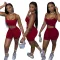 Fashion pineapple cloth suspender shorts set
