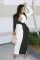 Color blocking thread hollow sexy long dress