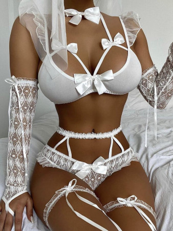 Sexy and fun mesh+lace underwear set