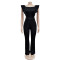 Fashionable solid color ruffled square neck jumpsuit