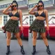 Fashionable large camouflage folding pocket button mini skirt