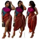 Fashionable printed multi-color pleated irregular dress