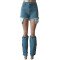 Fashion denim shorts calf cover two-piece set