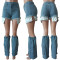 Fashion denim shorts calf cover two-piece set