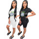Hot selling solid color short sleeved milk silk shorts two-piece set