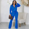 Fashion long sleeve zip top Bell-bottoms suit