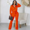 Fashion long sleeve zip top Bell-bottoms suit