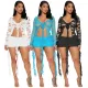 Elastic Lace V-Neck Lace Up Perspective Sexy Short Skirt Set of Two