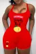 Fashionable oversized printed U-neck sexy backless tight jumpsuit