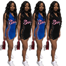 Band Letter Sexy Hollow Out Nightclub Mini Skirt