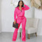 Fashion long sleeve zip top Bell-bottoms suit
