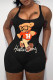Fashionable oversized printed U-neck sexy backless tight jumpsuit