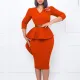 Fashionable Large Ruffled Vintage V-neck Pencil Dress