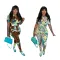 Fashion Leopard Flower Print Round Neck Short Sleeve Pants Set