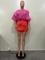 Fashion simulation yarn top and woven shorts set