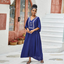 Beach blouse embroidered vacation robe dress