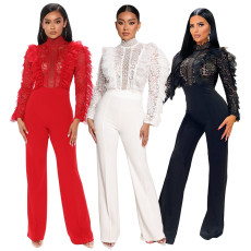 Lace lace tassel perspective sexy jumpsuit