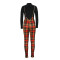 Christmas High Neck Top Plaid Strap Pants Fashion Set
