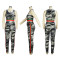 Fashion camouflage printed stripe casual set