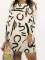 Fashionable geometric printed long sleeved dress