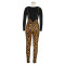 Fashion leopard print strap print two-piece set