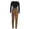 Fashion leopard print strap print two-piece set