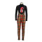 Christmas High Neck Top Plaid Strap Pants Fashion Set