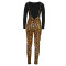 Fashion leopard print strap print two-piece set
