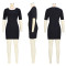 Fashionable Solid Color Woolen Woven Wrap Hip Dress Casual Two Piece Set