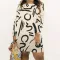 Fashionable geometric printed long sleeved dress