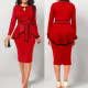 Sexy ruffle top with split back skirt two-piece set
