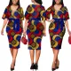 Sexy and fashionable digital printed short sleeved V-neck dress