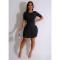 Fashionable Solid Color Woolen Woven Wrap Hip Dress Casual Two Piece Set