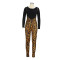 Fashion leopard print strap print two-piece set