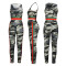 Fashion camouflage printed stripe casual set