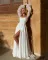 Fashion One Line Neck Slim Fit Dress Solid Split Long Dress
