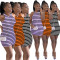 Fashionable striped printed sleeveless sexy waistless pit stripe dress