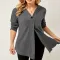 Fashion casual one button cardigan jacket V-neck hooded mid length top