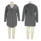 Fashion casual one button cardigan jacket V-neck hooded mid length top
