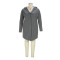 Fashion casual one button cardigan jacket V-neck hooded mid length top
