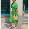 Fashion Polo Short Sleeve Printed Long Dress
