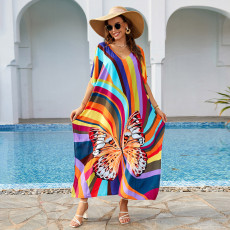 Fashionable beach smock, cotton positioning printed robe