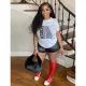 Fashion Large Cotton Letter Print Round Neck Short Sleeve T-shirt