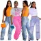 Fashion denim retro casual three-dimensional pocket pants