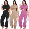 Fashion short sleeved shirt, work bag, pants, two-piece set