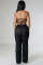 Fashion Wave Pattern Perspective High Waist Wide Leg Pants (Pants Only)