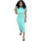 Casual Sleeveless Shoulder Pad T-shirt One Step Dress Solid Two Piece Set