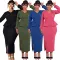 Fashionable Long Sleeve V-Neck Back Invisible Zipper Split Dress